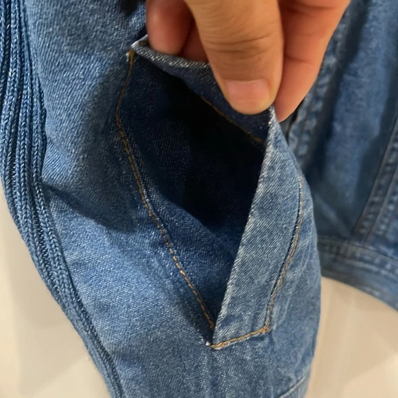 Vintage Coldwater creek jean jacket sweater zip Jeans blue Denim knit back sz M - Picture 7 of 13